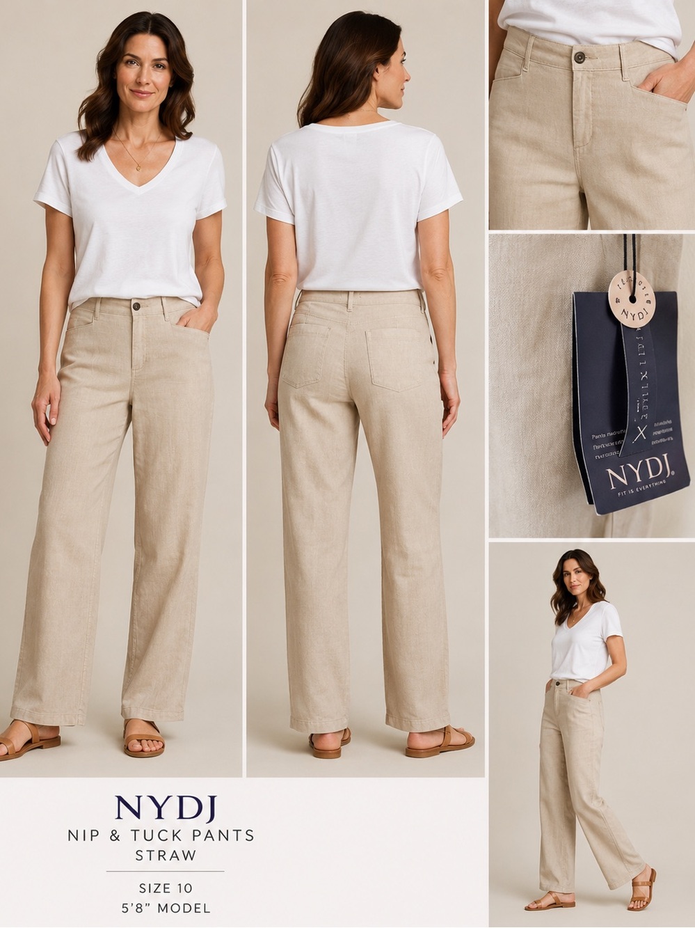 Linen Pants Nip and Tuck Light Beige  Size 10 New with Tags!